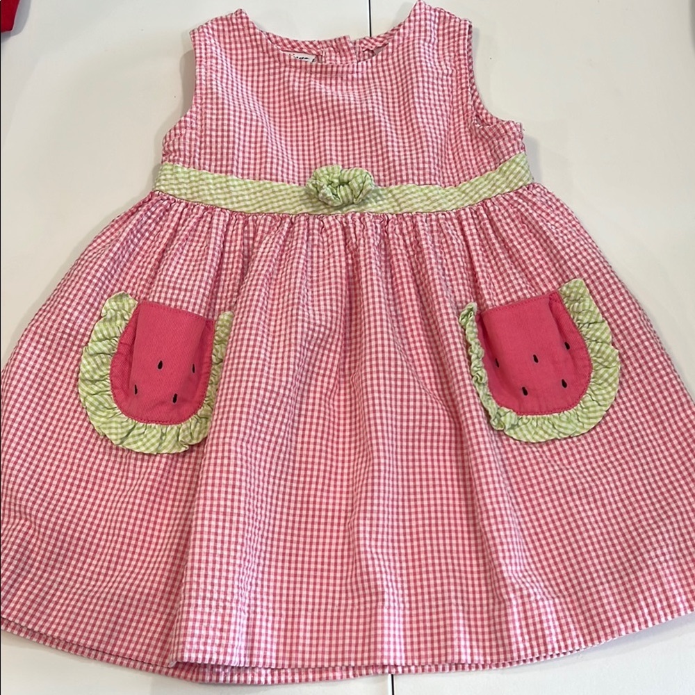By kids‎ - 2T, Pink Gingham Dress with Watermelon Pockets